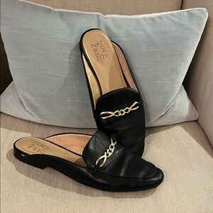 Naturalizer Black Mules with Gold Chain